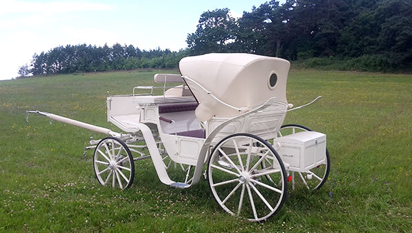 Weiße Hochzeitskutsche für Ihre Traumhochzeit auf Rügen.